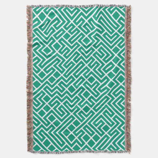 Minimalist Maze Fill Emerald Pattern Decke (Vorderseite Vertikal)