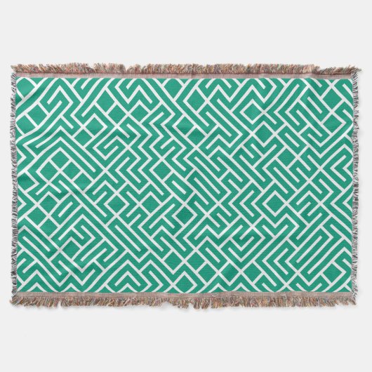Minimalist Maze Fill Emerald Pattern Decke (Vorderseite)