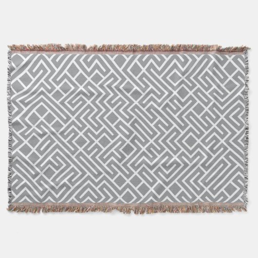 Minimalist Maze Fill Grey Pattern Decke (Vorderseite)
