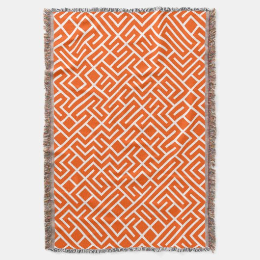 Minimalist Maze Fill Orange Pattern Decke (Vorderseite Vertikal)