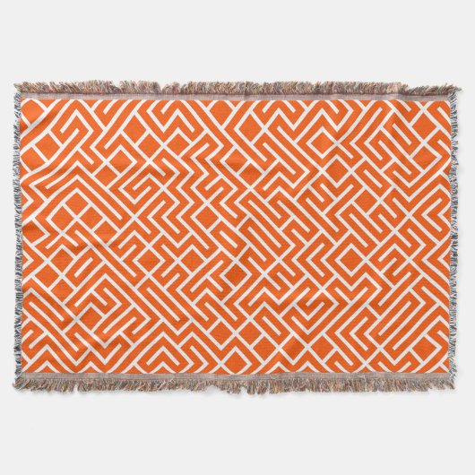 Minimalist Maze Fill Orange Pattern Decke (Vorderseite)