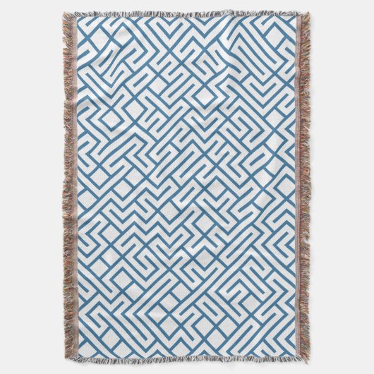 Minimalist Maze Lines Blue Pattern Decke (Vorderseite Vertikal)