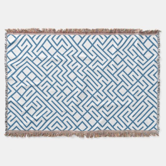 Minimalist Maze Lines Blue Pattern Decke (Vorderseite)