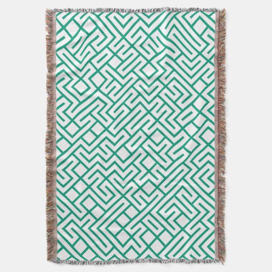 Minimalist Maze Lines Emerald Pattern Decke (Vorderseite Vertikal)