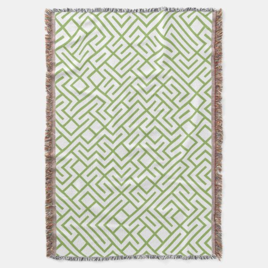 Minimalist Maze Lines Green Pattern Decke (Vorderseite Vertikal)