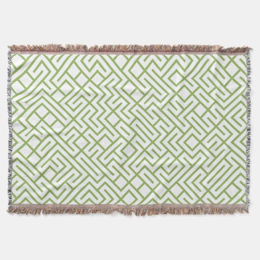 Minimalist Maze Lines Green Pattern Decke (Vorderseite)