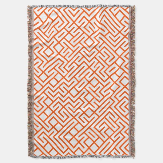 Minimalist Maze Lines Orange Pattern Decke (Vorderseite Vertikal)