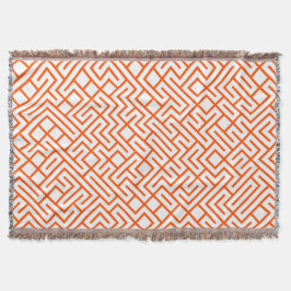 Minimalist Maze Lines Orange Pattern Decke
