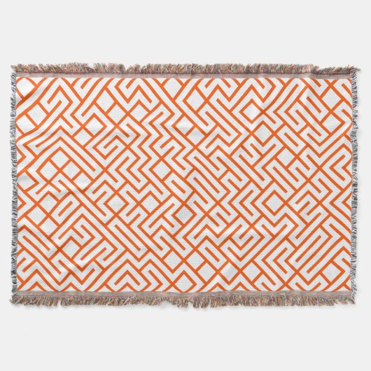 Minimalist Maze Lines Orange Pattern Decke (Vorderseite)