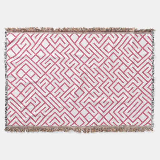 Minimalist Maze Lines Pink Pattern Decke (Vorderseite)