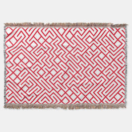 Minimalist Maze Lines Red Pattern Decke