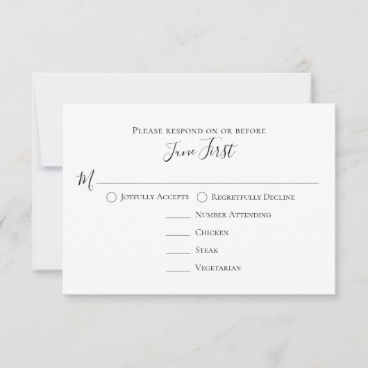Minimalist Meal Choice Modern Template RSVP Karte (Vorderseite)