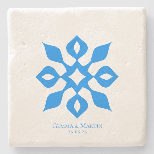 Minimalist Mediterranean Wedding Anniversary Gift Steinuntersetzer (Vorderseite)