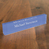 Minimalist Medium Blue Modern Plain Namensplakette (Seite)