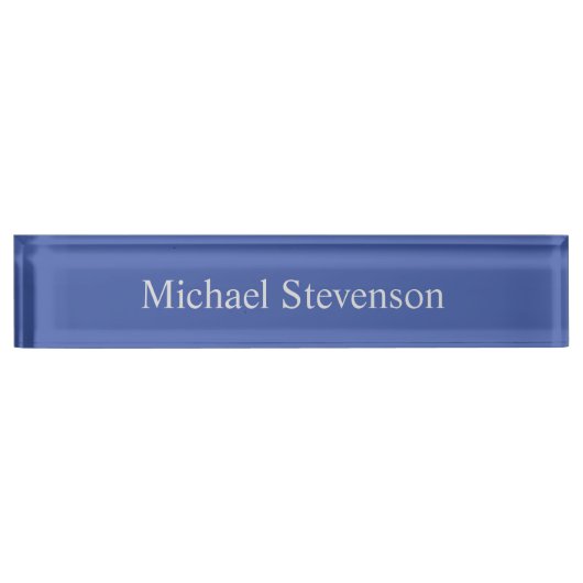 Minimalist Medium Blue Modern Plain Namensplakette (Vorderseite)