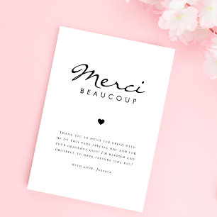 Minimalist Merci Beaucoup Französische Brautparty Dankeskarte
