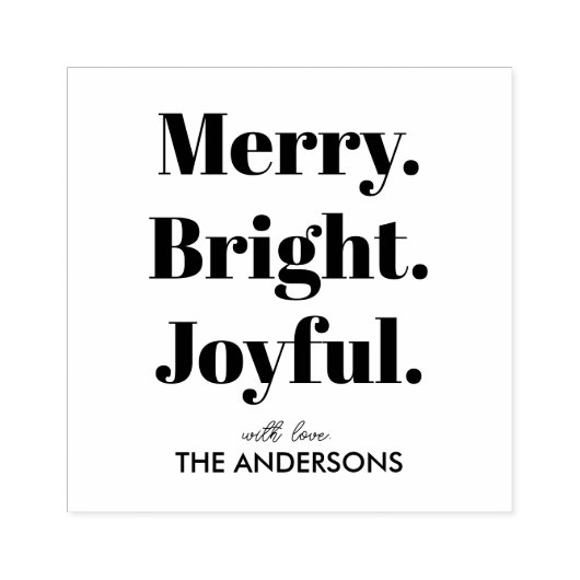 Minimalist Merry Bright Joyful Gummistempel (Prägung)