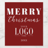 Minimalist Merry Christmas Bold Red & White Logo Weinetikett (Einzelnes Label)