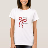 Minimalist Merry Christmas Red Bow T-Shirt (Vorderseite)