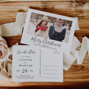 Minimalist Merry Christmas Save the Date Foto Feiertagspostkarte