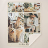Minimalist Merry Christmas Script 5 Photo Collage  Sherpadecke (Vorderseite)