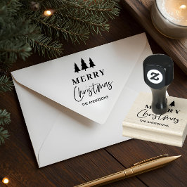 Minimalist Merry Christmas Tree Personalized Gummistempel