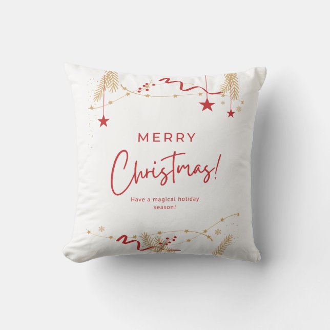 Minimalist Merry Christmas Typography Throw Pillow Kissen (Vorderseite)