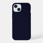 Minimalist Midnight Navy Blue Zig Zag Geometric iPhone 15 Hülle (Rückseite)