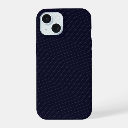 Minimalist Midnight Navy Blue Zig Zag Geometric iPhone 15 Hülle (Rückseite)