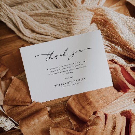 Minimalist Minimalist Funeral Sympathy Memorial Dankeskarte