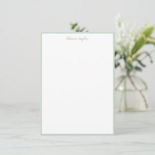 Minimalist Mint Sage Personalisierte Schrift Name  Mitteilungskarte