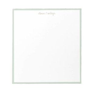 Minimalist Mint Salbei Rand Schriftzug Name Notizblock
