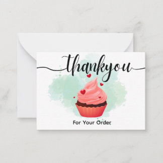 Minimalist Mint Watercolor Pink Cupcake Thank You Mitteilungskarte