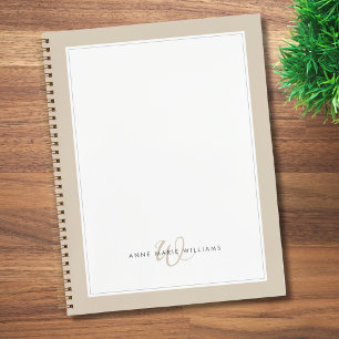 Minimalist Mocha Braun Border Monogramm Notizblock
