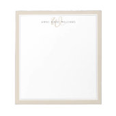 Minimalist Mocha Braun Zwei-Rahmen-Monogramm Notizblock (Vorderseite)