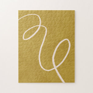 Minimalist Modern Abstract Art in Yellow Gold Puzzle