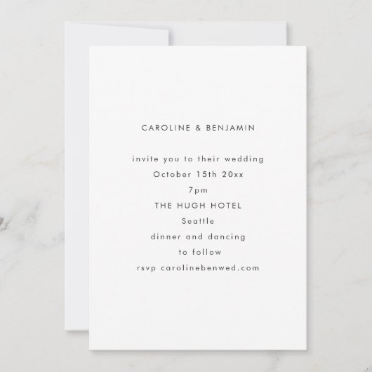 Minimalist Modern Autumn Black White Wedding Einladung (Vorderseite)