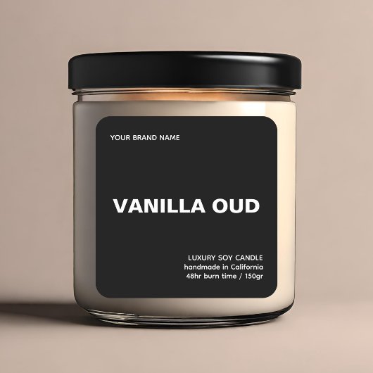 Minimalist modern black and white luxury candle quadratischer aufkleber