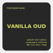 Minimalist modern black green luxury candle quadratischer aufkleber (Vorderseite)