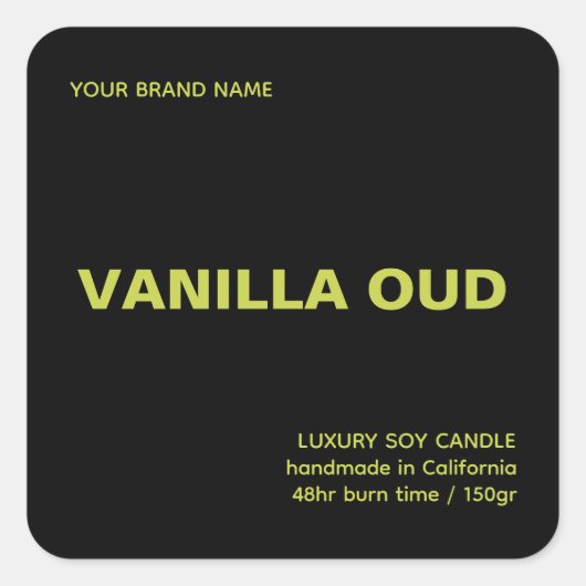 Minimalist modern black green luxury candle quadratischer aufkleber (Vorderseite)
