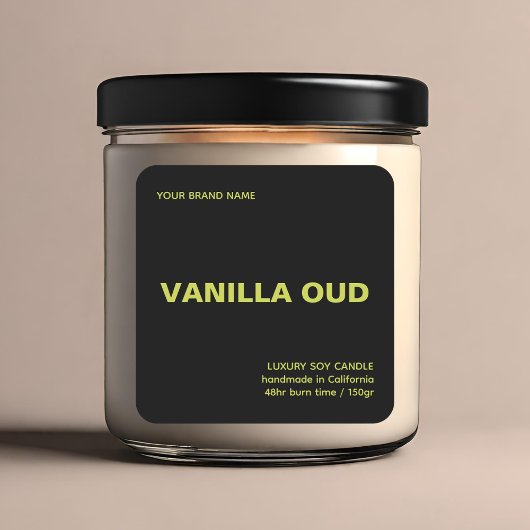 Minimalist modern black green luxury candle quadratischer aufkleber
