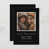 Minimalist Modern Black White Elegant Photo Save The Date (Vorne/Hinten)