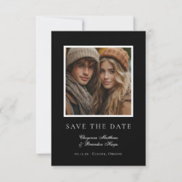 Minimalist Modern Black White Elegant Photo  Save The Date