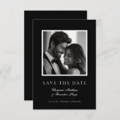 Minimalist Modern Black White Elegant Photo Save The Date (Vorne/Hinten)