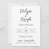Minimalist Modern Black & White Photo Boho Wedding Einladung (Vorderseite)