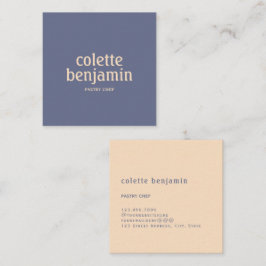 Minimalist Modern Blue-Grey & Pale Peach Quadratische Visitenkarte