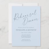 Minimalist Modern Blue Script Rehearsal Dinner Einladung (Vorderseite)