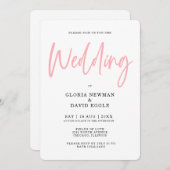 Minimalist Modern Blush Pink QR Code Wedding Einladung (Vorne/Hinten)