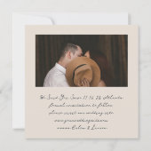 Minimalist Modern Boho Beige Square Photo Wedding Save The Date (Rückseite)