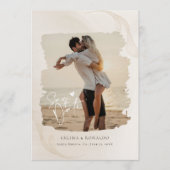 Minimalist Modern Boho Brushstroke Photos Wedding Einladung (Vorderseite)